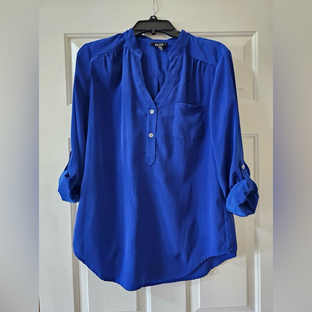 Royal blue polyester top - Med
